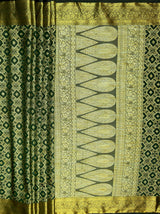 MIMOSA Women's Woven Design Banarasi Style Raw Silk Saree with Blouse Piece - Green ( SA00003131GRNFREE )