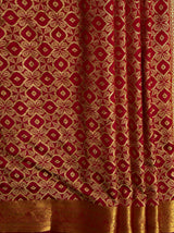 MIMOSA Women's Woven Design Banarasi Style Raw Silk Saree with Blouse Piece - Maroon ( SA00003131MRFREE )