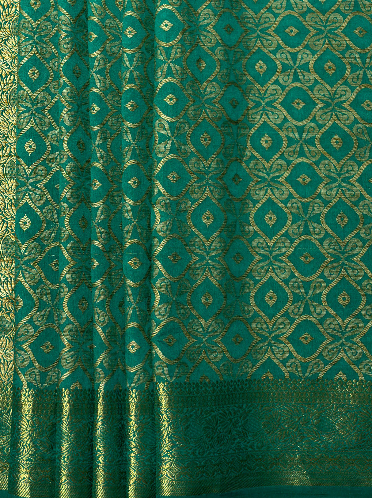 MIMOSA Women's Woven Design Banarasi Style Raw Silk Saree with Blouse Piece - Rama ( SA00003131RMFREE )