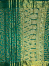 MIMOSA Women's Woven Design Banarasi Style Raw Silk Saree with Blouse Piece - Rama ( SA00003131RMFREE )