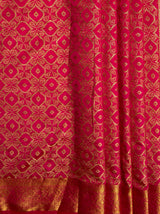 MIMOSA Women's Woven Design Banarasi Style Raw Silk Saree with Blouse Piece - Rani ( SA00003131RNFREE )
