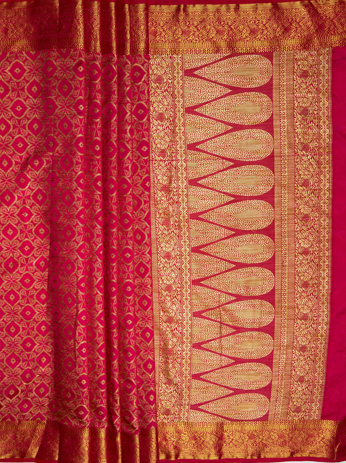 MIMOSA Women's Woven Design Banarasi Style Raw Silk Saree with Blouse Piece - Rani ( SA00003131RNFREE )