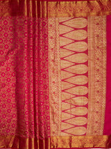 MIMOSA Women's Woven Design Banarasi Style Raw Silk Saree with Blouse Piece - Rani ( SA00003131RNFREE )
