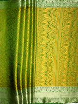 MIMOSA Women's Woven Design Banarasi Style Art Silk  Saree with Blouse Piece - Green ( SA00003132GRNFREE )
