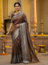 MIMOSA Women's Woven Design Banarasi Style Art Silk  Saree with Blouse Piece - Navy ( SA00003132NVFREE )