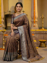 MIMOSA Women's Woven Design Banarasi Style Art Silk  Saree with Blouse Piece - Navy ( SA00003132NVFREE )