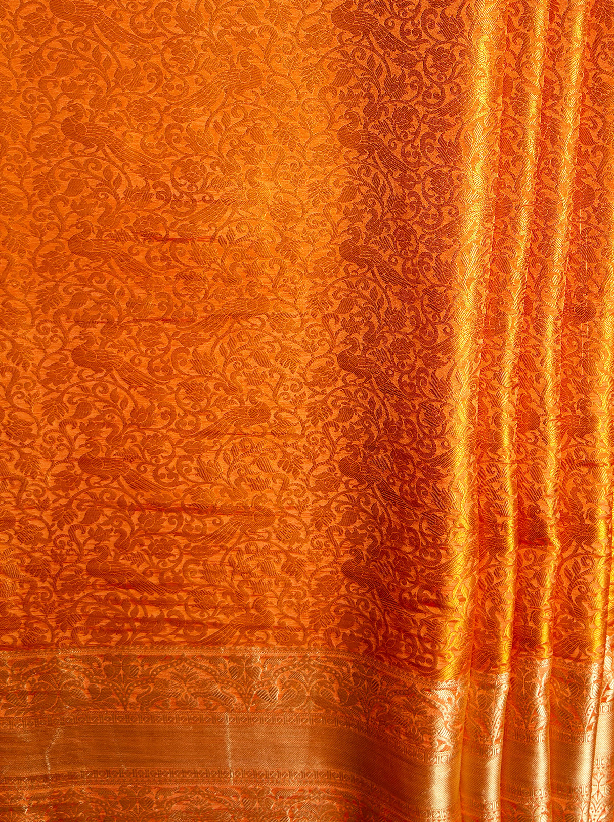 MIMOSA Women's Woven Design Banarasi Style Art Silk  Saree with Blouse Piece - Peach ( SA00003132PCFREE )