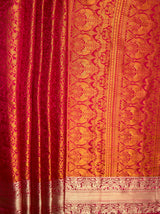 MIMOSA Women's Woven Design Banarasi Style Art Silk  Saree with Blouse Piece - Rani ( SA00003132RNFREE )