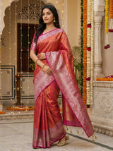 MIMOSA Women's Woven Design Banarasi Style Art Silk  Saree with Blouse Piece - Mejanta ( SA00003133MJFREE )