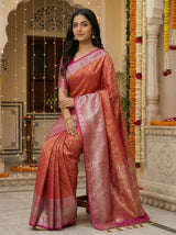 MIMOSA Women's Woven Design Banarasi Style Art Silk  Saree with Blouse Piece - Mejanta ( SA00003133MJFREE )