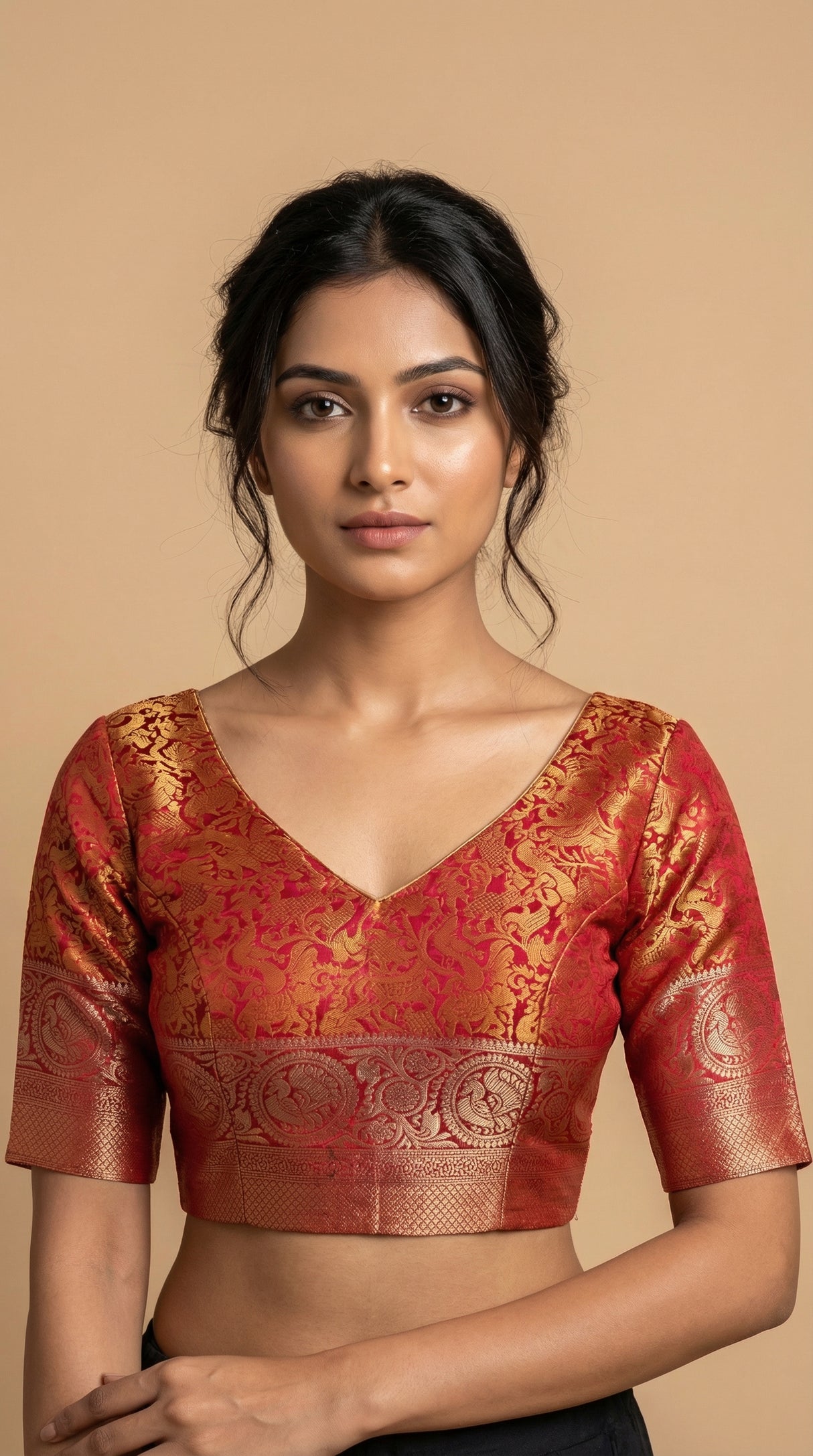 MIMOSA Women's Woven Design Banarasi Style Art Silk  Saree with Blouse Piece - Rani ( SA00003133RNFREE )