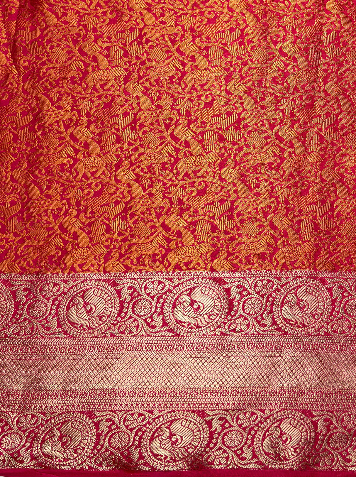 MIMOSA Women's Woven Design Banarasi Style Art Silk  Saree with Blouse Piece - Rani ( SA00003133RNFREE )