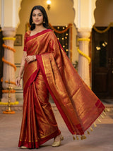 MIMOSA Women's Woven Design Mysore Silk Style Crepe Saree with Blouse Piece - Maroon ( SA00003134MRFREE )