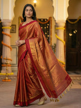 MIMOSA Women's Woven Design Mysore Silk Style Crepe Saree with Blouse Piece - Maroon ( SA00003134MRFREE )