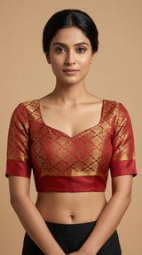 MIMOSA Women's Woven Design Mysore Silk Style Crepe Saree with Blouse Piece - Maroon ( SA00003134MRFREE )