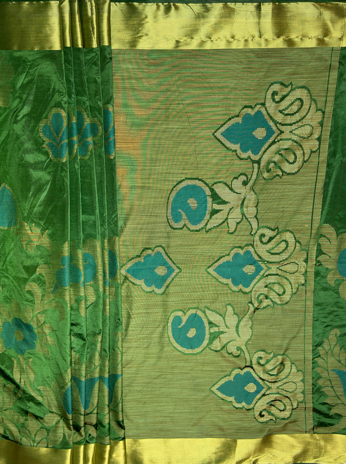 MIMOSA Women's Woven Design Mysore Silk Style Crepe Saree with Blouse Piece - Green ( SA00003135GRNFREE )