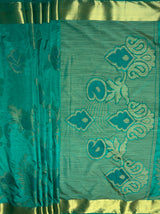 MIMOSA Women's Woven Design Mysore Silk Style Crepe Saree with Blouse Piece - Rama ( SA00003135RMFREE )