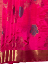 MIMOSA Women's Woven Design Mysore Silk Style Crepe Saree with Blouse Piece - Rani ( SA00003135RNFREE )