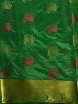 MIMOSA Women's Woven Design Banarasi Style Raw Silk Saree with Blouse Piece - Green ( SA00003136GRNFREE )