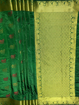 MIMOSA Women's Woven Design Banarasi Style Raw Silk Saree with Blouse Piece - Green ( SA00003136GRNFREE )