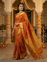 MIMOSA Women's Woven Design Banarasi Style Raw Silk Saree with Blouse Piece - Mustard ( SA00003136MSFREE )