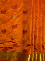 MIMOSA Women's Woven Design Banarasi Style Raw Silk Saree with Blouse Piece - Mustard ( SA00003136MSFREE )