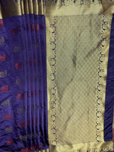 MIMOSA Women's Woven Design Banarasi Style Raw Silk Saree with Blouse Piece - Navy ( SA00003136NVFREE )