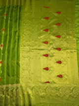 MIMOSA Women's Woven Design Banarasi Style dola silk Saree with Blouse Piece - Olive ( SA00003137OLFREE )