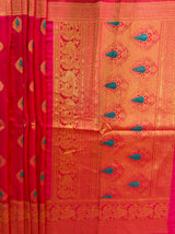 MIMOSA Women's Woven Design Banarasi Style dola silk Saree with Blouse Piece - Rani ( SA00003137RNFREE )