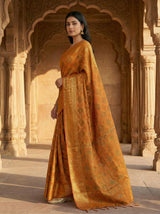MIMOSA Women's Woven Design Patola Style Raw Silk Saree with Blouse Piece - Mustard ( SA00003138MSFREE )