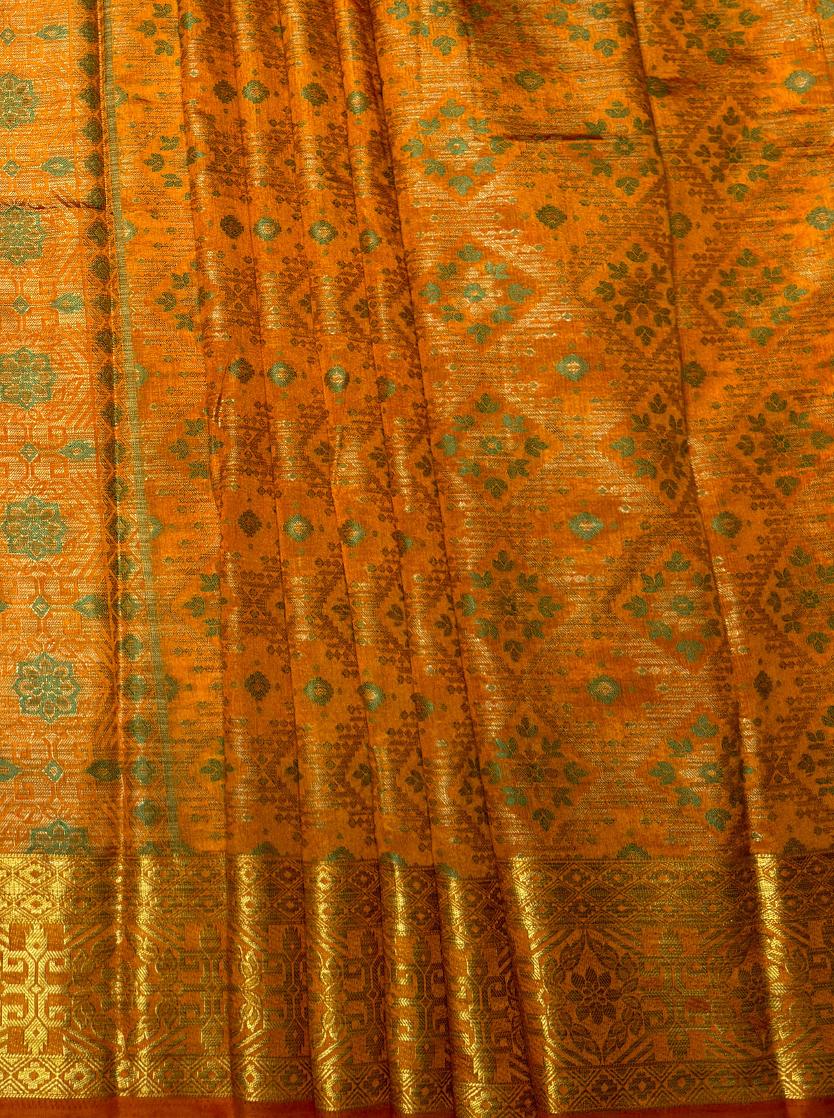 MIMOSA Women's Woven Design Patola Style Raw Silk Saree with Blouse Piece - Mustard ( SA00003138MSFREE )