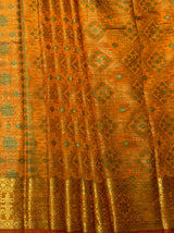 MIMOSA Women's Woven Design Patola Style Raw Silk Saree with Blouse Piece - Mustard ( SA00003138MSFREE )