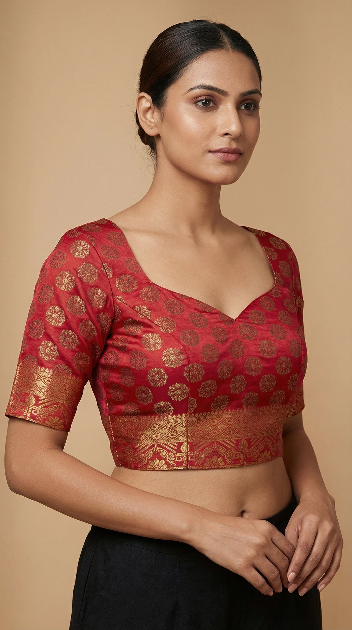 MIMOSA Women's Woven Design Patola Style Raw Silk Saree with Blouse Piece - Rani ( SA00003138RNFREE )