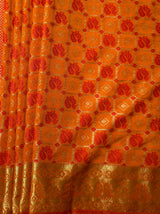 MIMOSA Women's Woven Design Patola Style Raw Silk Saree with Blouse Piece - Mustard ( SA00003139MSFREE )