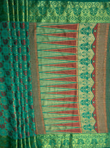 MIMOSA Women's Woven Design Patola Style Raw Silk Saree with Blouse Piece - Rama ( SA00003139RMFREE )