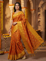 MIMOSA Women's Woven Design Patola Style Raw Silk Saree with Blouse Piece - Mustard ( SA00003140MSFREE )