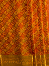 MIMOSA Women's Woven Design Patola Style Raw Silk Saree with Blouse Piece - Mustard ( SA00003140MSFREE )