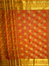 MIMOSA Women's Woven Design Patola Style Raw Silk Saree with Blouse Piece - Mustard ( SA00003140MSFREE )
