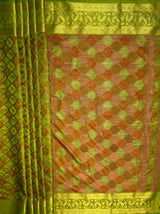 MIMOSA Women's Woven Design Patola Style Raw Silk Saree with Blouse Piece - Olive ( SA00003140OLFREE )