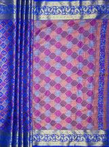 MIMOSA Women's Woven Design Patola Style Raw Silk Saree with Blouse Piece - Royal blue ( SA00003140RBFREE )