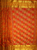 MIMOSA Women's Woven Design Patola Style Raw Silk Saree with Blouse Piece - Rust ( SA00003140RSFREE )