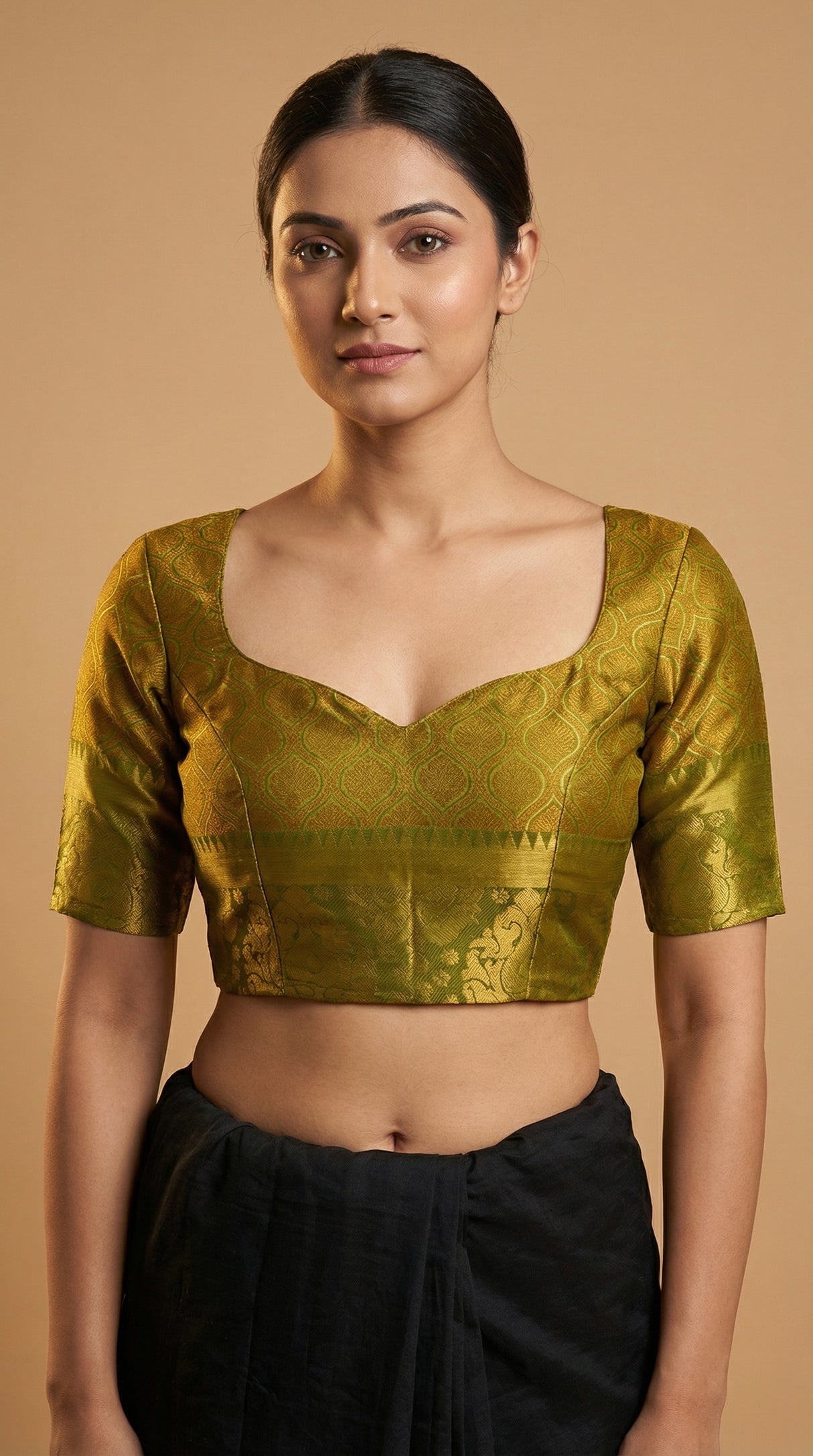 MIMOSA Women's Woven Design Kanjivaram Style Art Silk  Saree with Blouse Piece - Olive ( SA00003141OLFREE )