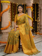 MIMOSA Women's Woven Design Kanjivaram Style Art Silk  Saree with Blouse Piece - Mustard ( SA00003142MSFREE )