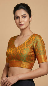 MIMOSA Women's Woven Design Kanjivaram Style Art Silk  Saree with Blouse Piece - Mustard ( SA00003142MSFREE )