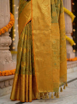 MIMOSA Women's Woven Design Kanjivaram Style Art Silk  Saree with Blouse Piece - Mustard ( SA00003142MSFREE )