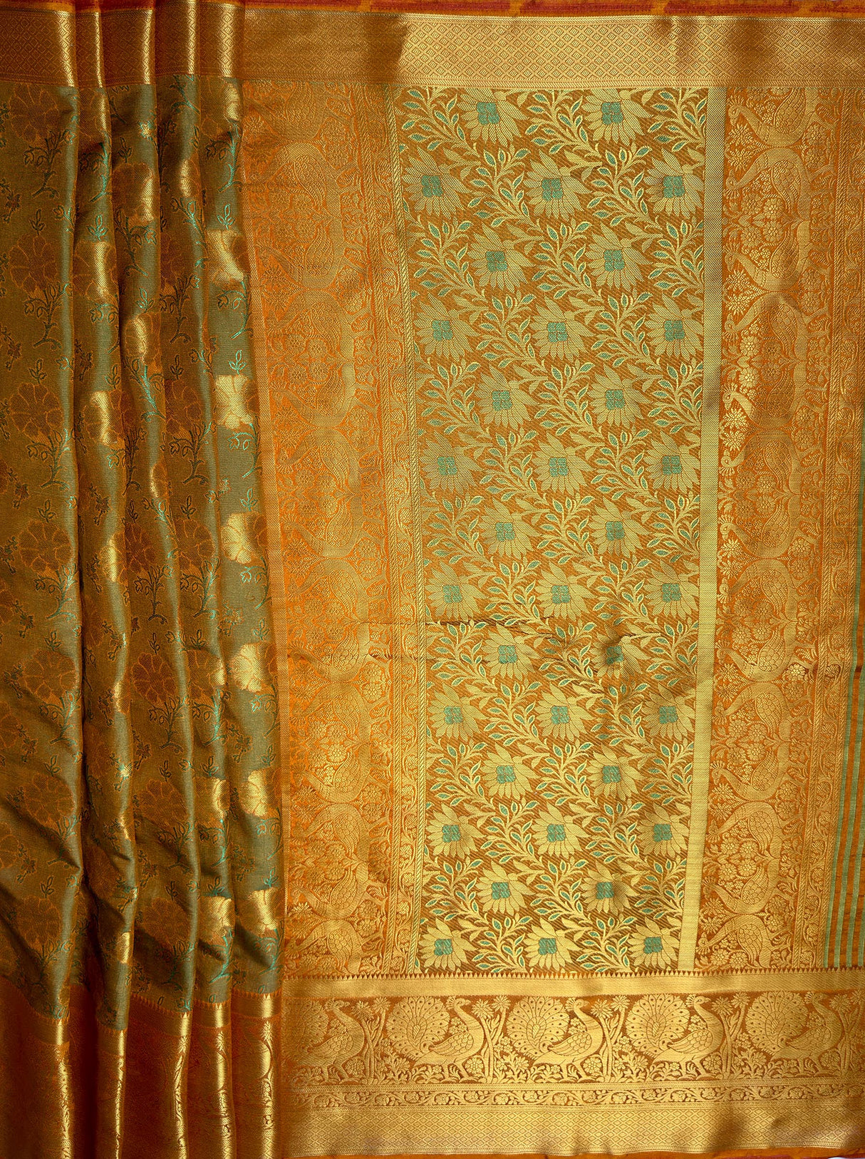 MIMOSA Women's Woven Design Kanjivaram Style Art Silk  Saree with Blouse Piece - Mustard ( SA00003142MSFREE )