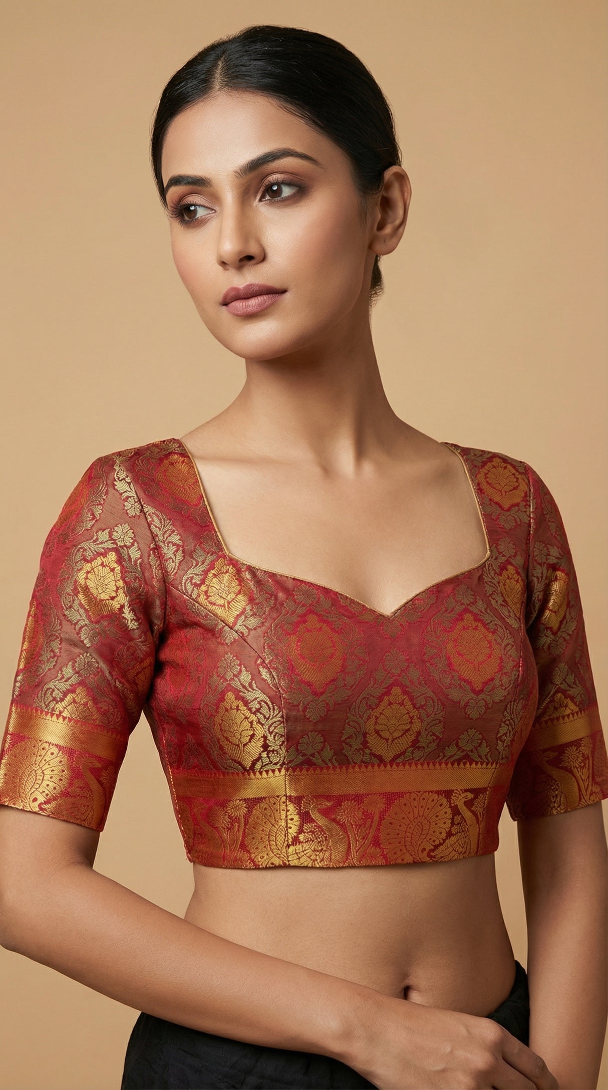 MIMOSA Women's Woven Design Kanjivaram Style Art Silk  Saree with Blouse Piece - Rani ( SA00003142RNFREE )