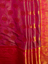 MIMOSA Women's Woven Design Kanjivaram Style Art Silk  Saree with Blouse Piece - Rani ( SA00003142RNFREE )