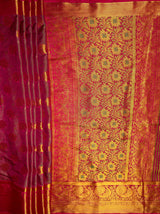 MIMOSA Women's Woven Design Kanjivaram Style Art Silk  Saree with Blouse Piece - Rani ( SA00003142RNFREE )