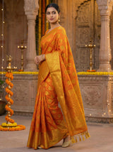 MIMOSA Women's Woven Design Kanjivaram Style Art Silk  Saree with Blouse Piece - Rust ( SA00003142RSFREE )